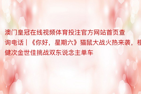 澳门皇冠在线视频体育投注官方网站首页查询电话 | 《你好，星期六》猫鼠大战火热来袭，檀健次金世佳挑战双东说念主单车